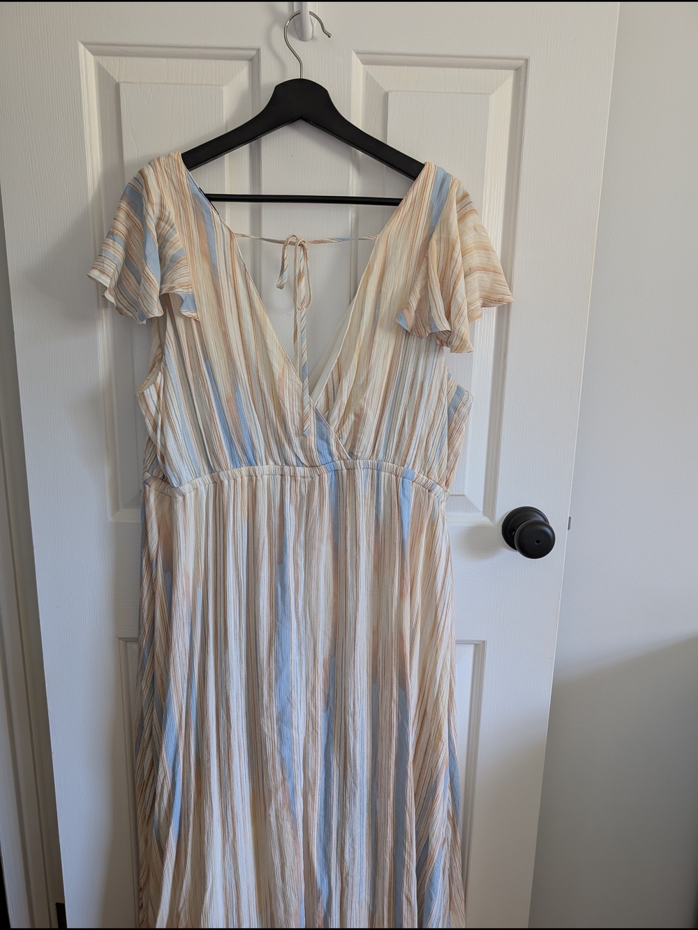 Torrid Women's Walk Out Romper Maxi Cream, Tan & Blue Size 2X
